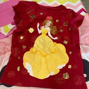 Disney Beauty and the Beast Belle burgundy tshirt short sleeve